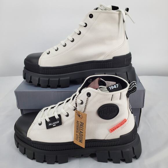 Palladium Womens 8 Revolt HI TX Star White Platform Boots 97242-116-M New - Picture 1 of 9